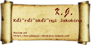 Köröskényi Jakobina névjegykártya